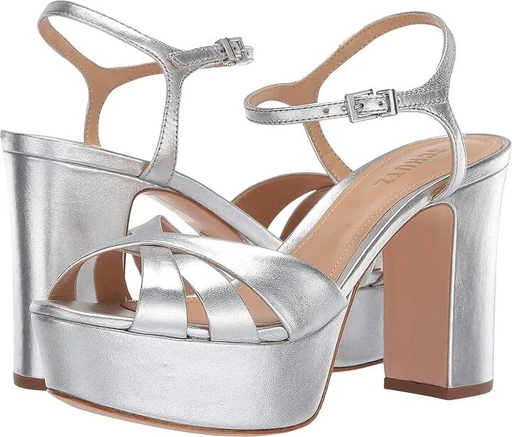 Schutz Keefa High Women's Heels Prata Metallic Napa : 5.5 M, Leather