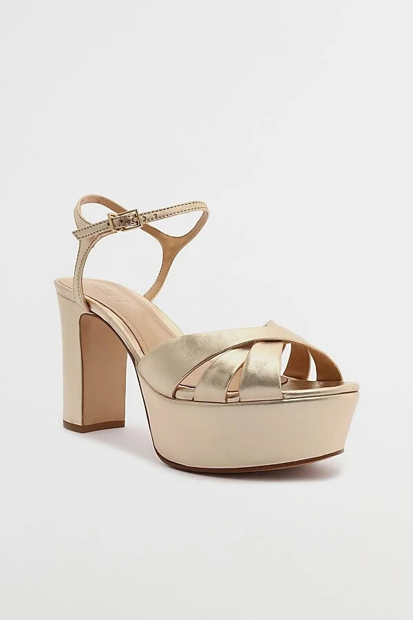 Schutz Keefa Leather Platform Heel in Gold - Image 2