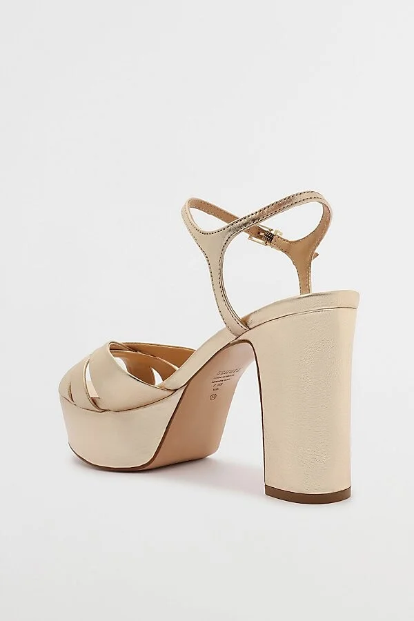 Schutz Keefa Leather Platform Heel in Gold - Image 3