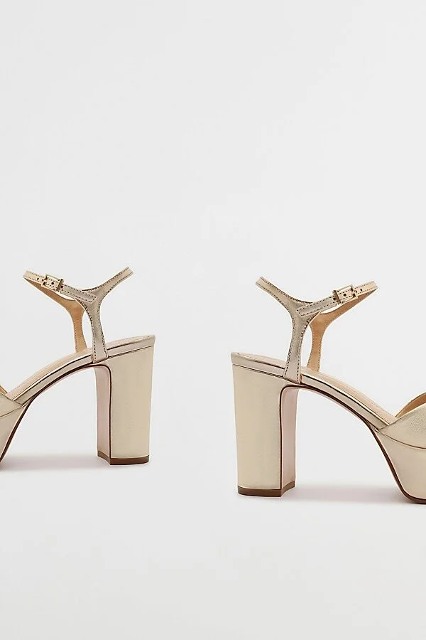 Schutz Keefa Leather Platform Heel in Gold - Image 5