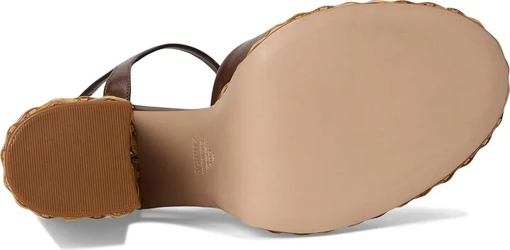 Schutz Keefa Straw Women's Wedge Shoes Desert Brown : 7 M, Leather - Image 3