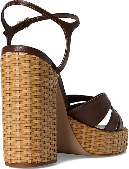 Schutz Keefa Straw Women's Wedge Shoes Desert Brown : 7 M, Leather - Image 4