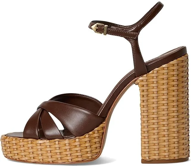 Schutz Keefa Straw Women's Wedge Shoes Desert Brown : 7 M, Leather - Image 6