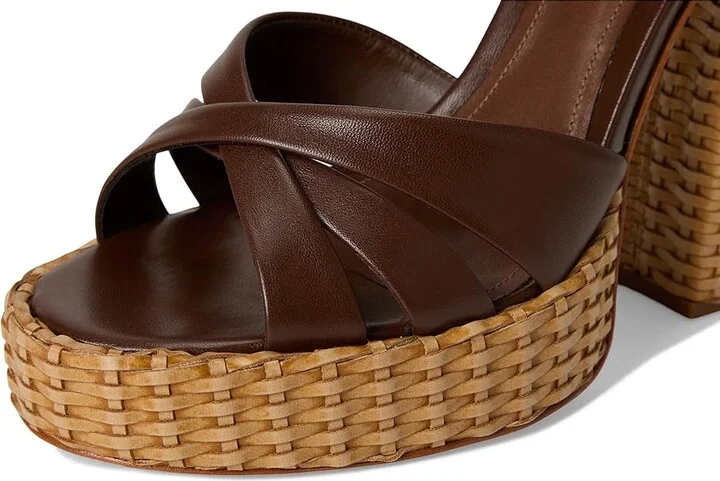 Schutz Keefa Straw Women's Wedge Shoes Desert Brown : 7 M, Leather - Image 7