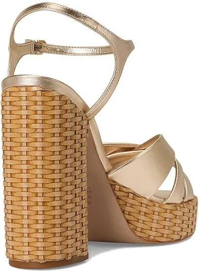 Schutz Keefa Straw Women's Wedge Shoes Platina : 8 M, Leather - Image 4