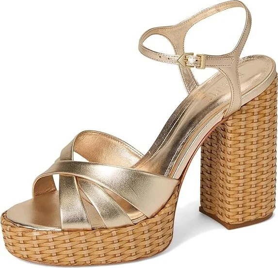 Schutz Keefa Straw Women's Wedge Shoes Platina : 8 M, Leather - Image 5