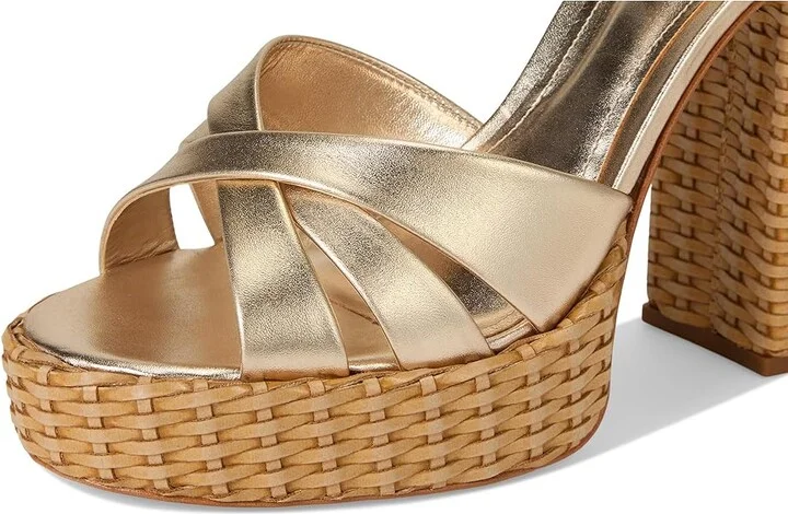 Schutz Keefa Straw Women's Wedge Shoes Platina : 8 M, Leather - Image 7
