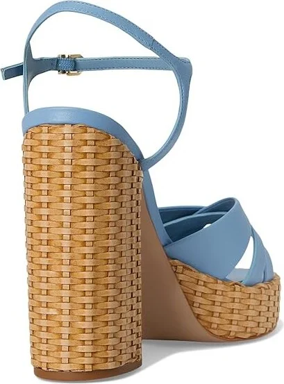 Schutz Keefa Straw Women's Wedge Shoes Sky Blue : 7 M, Leather - Image 4