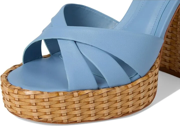 Schutz Keefa Straw Women's Wedge Shoes Sky Blue : 7 M, Leather - Image 7