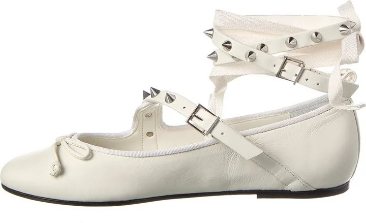 Schutz Larissa Lace Up Leather Flat Ballet - Image 2