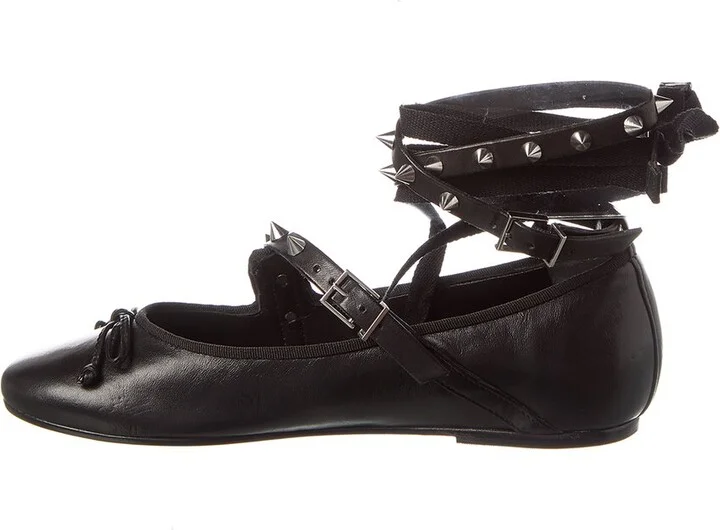 Schutz Larissa Lace Up Leather Flat Ballet - Image 2