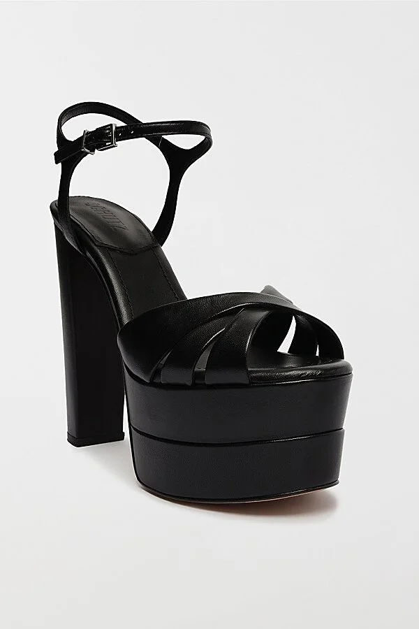 Schutz Leather High Platform Keefa Sandal in Black - Image 2
