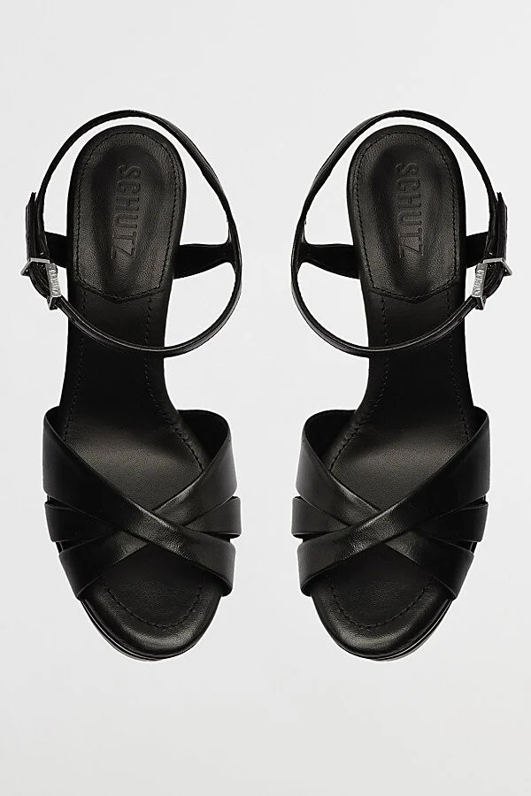 Schutz Leather High Platform Keefa Sandal in Black - Image 4