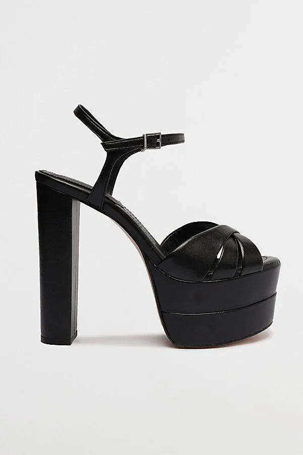 Schutz Leather High Platform Keefa Sandal in Black