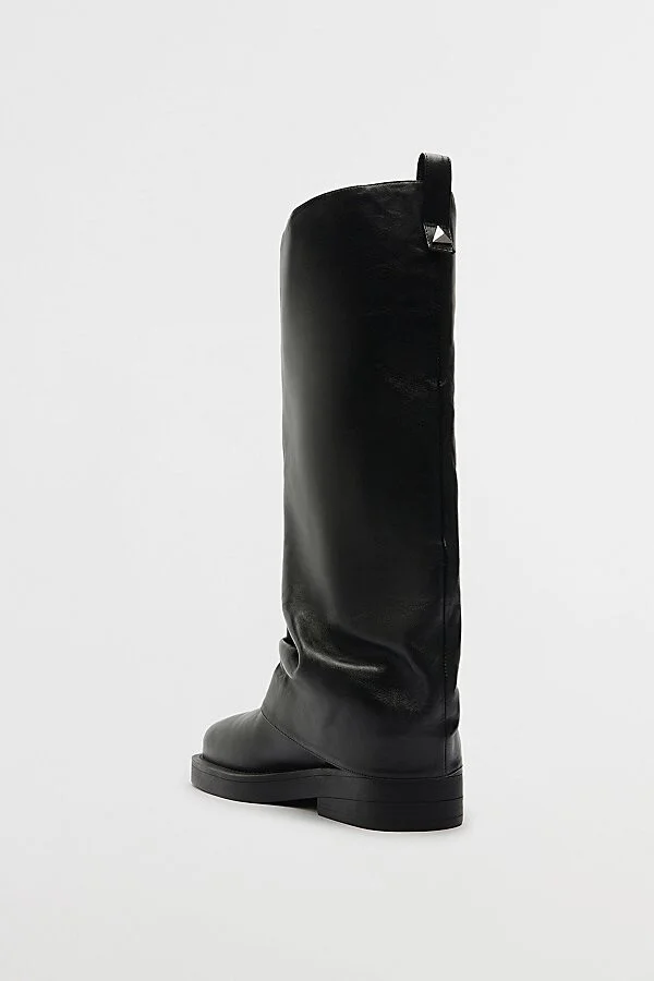 Schutz Leather Keira Foldover Boot in Black - Image 5