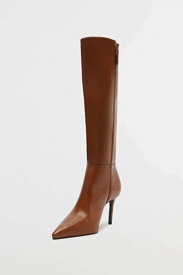 Schutz Leather Mikki Up Knee-High Boot in Black - Image 7