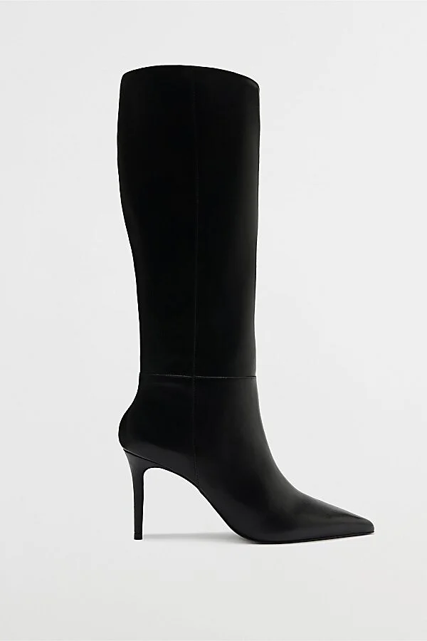 Schutz Leather Mikki Up Knee-High Boot in Black
