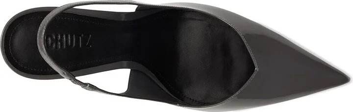 Schutz Lexi Sling High Women's Heels Dark Gray : 11 M, Leather - Image 2