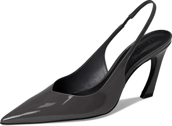 Schutz Lexi Sling High Women's Heels Dark Gray : 11 M, Leather - Image 5