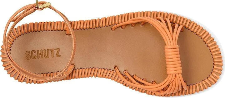 Schutz Livia Flat Women's Wedge Shoes Coral Sand : 6.5 M, Leather - Image 2