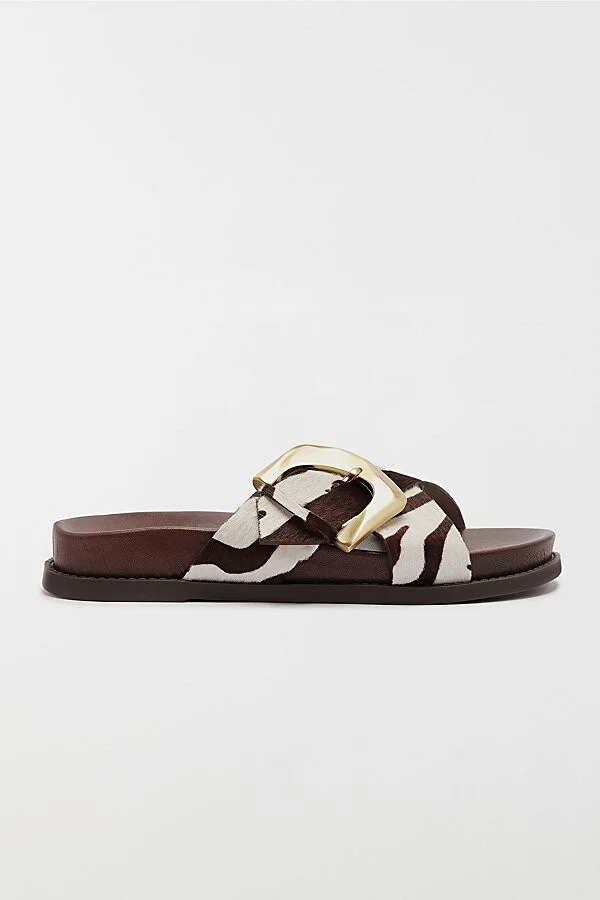Schutz Lois Sporty Flat Sandal in Off Brown