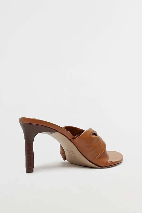 Schutz Lori Knotted Thong Mule Heel in Brown - Image 4