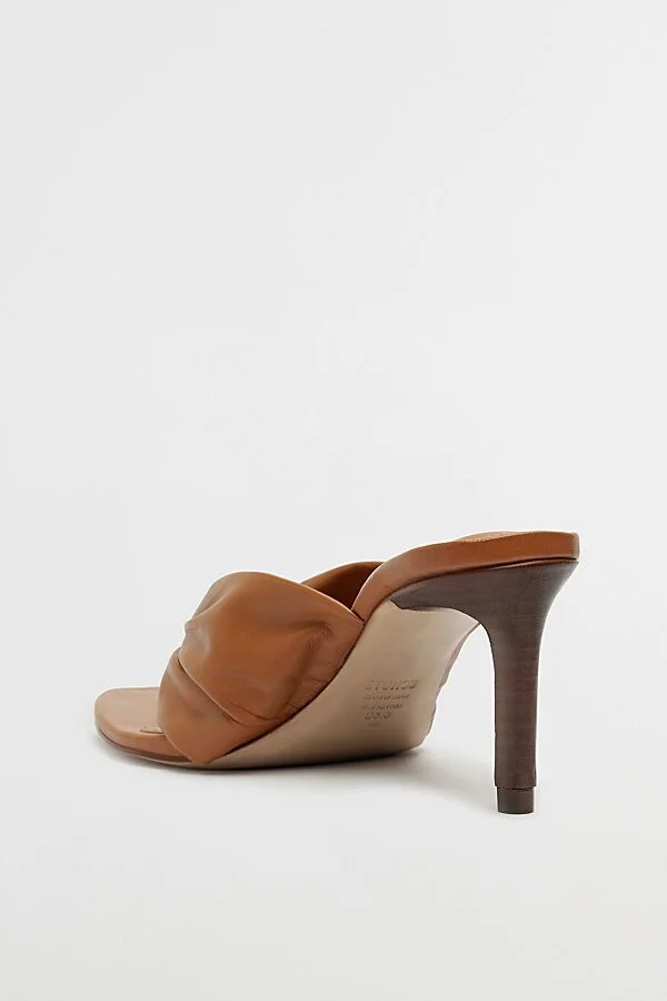 Schutz Lori Knotted Thong Mule Heel in Brown - Image 5