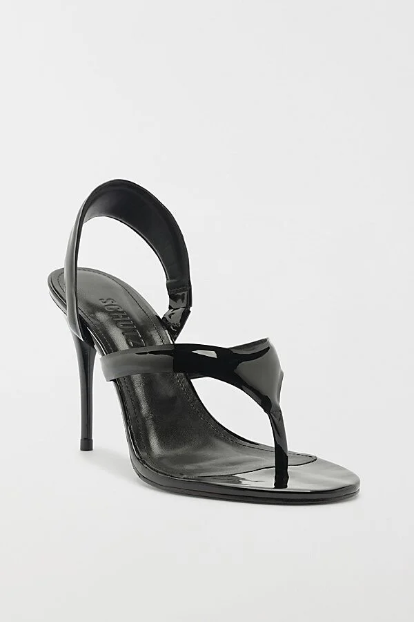 Schutz Lume Heeled Thong Sandal in Black - Image 2