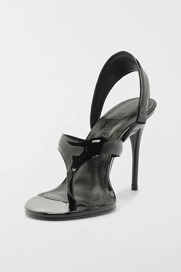 Schutz Lume Heeled Thong Sandal in Black - Image 3