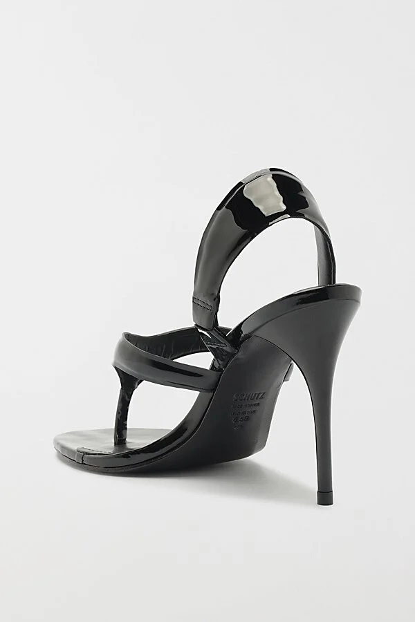 Schutz Lume Heeled Thong Sandal in Black - Image 5