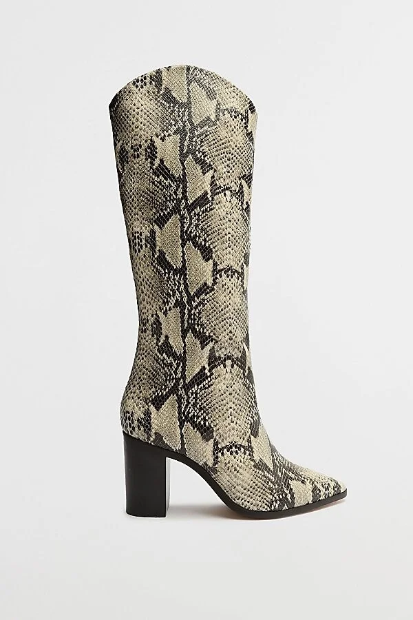 Schutz Maryana Knee-High Block Boot in Natural