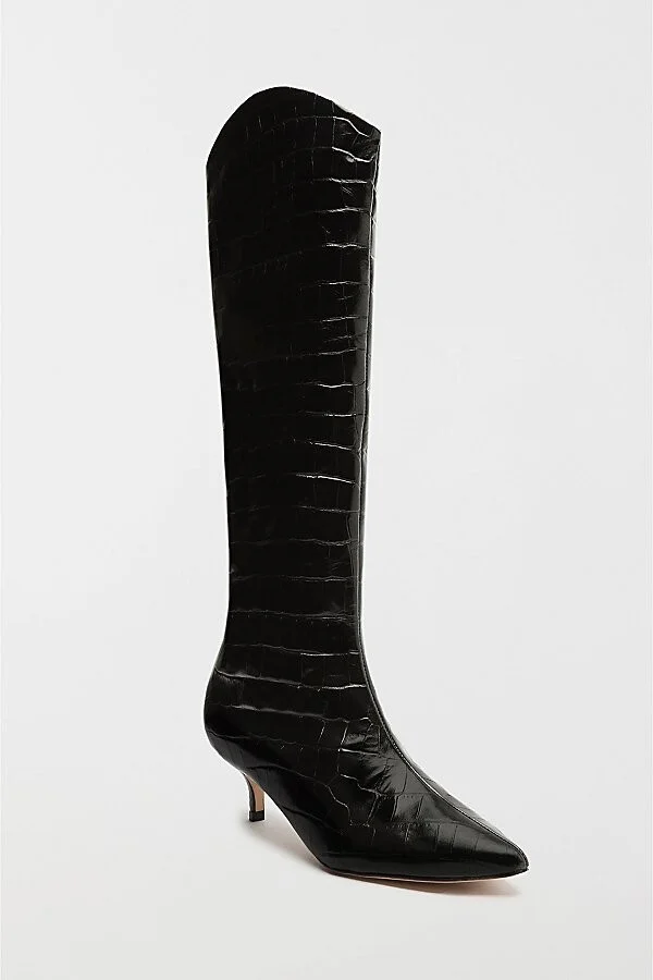 Schutz Maryana Leather Kitten Heel Boot in Black - Image 2