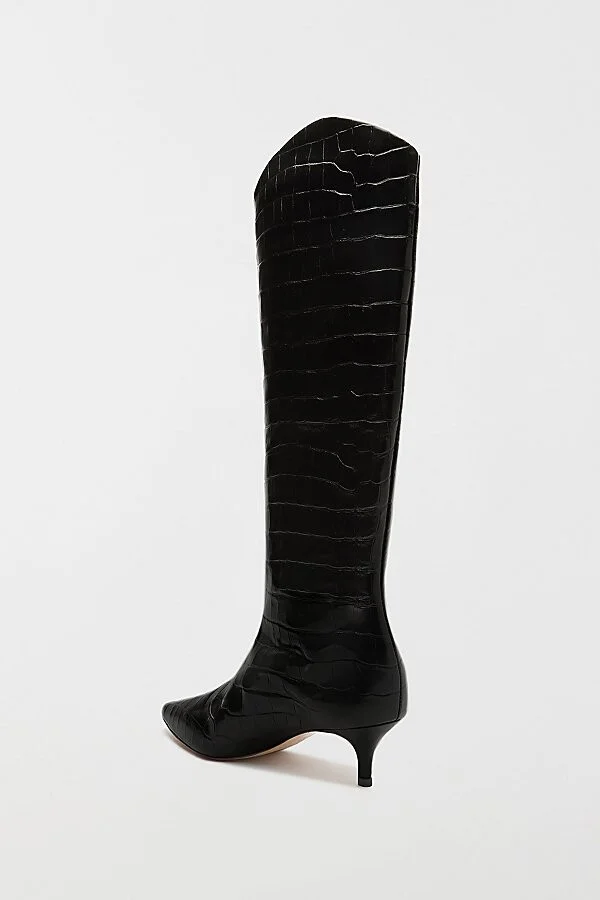 Schutz Maryana Leather Kitten Heel Boot in Black - Image 3