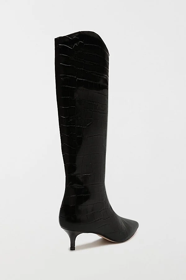 Schutz Maryana Leather Kitten Heel Boot in Black - Image 4