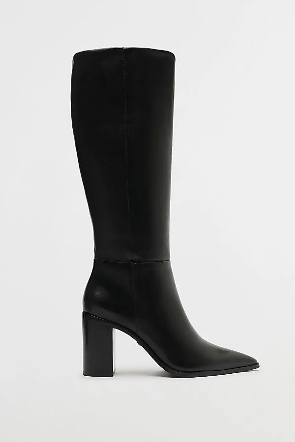 Schutz Mikki Up Block Knee-High Boot in Black