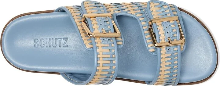 Schutz Naomi Women's Wedge Shoes Bege /Sky Blue : 6 M, Leather - Image 2