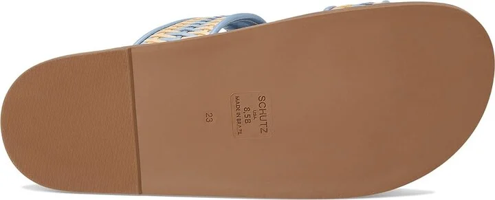 Schutz Naomi Women's Wedge Shoes Bege /Sky Blue : 6 M, Leather - Image 3