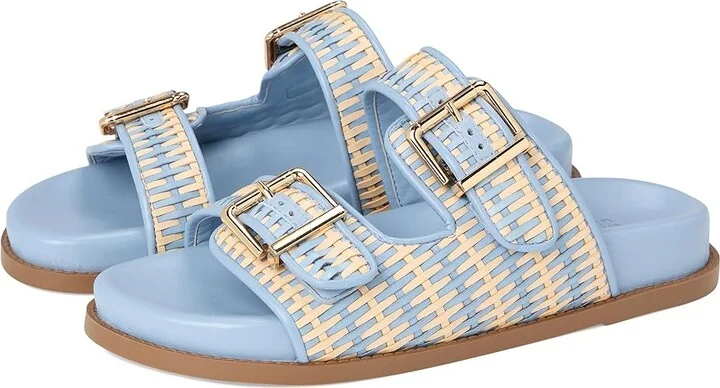 Schutz Naomi Women's Wedge Shoes Bege /Sky Blue : 6 M, Leather