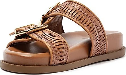 Schutz Naomi Woven Slide in Brown - Image 4