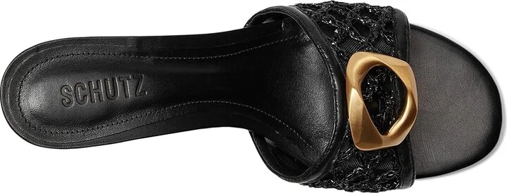 Schutz Olga Kitten Embroidery Women's Wedge Shoes Black 5 : 9.5 M, Leather - Image 2