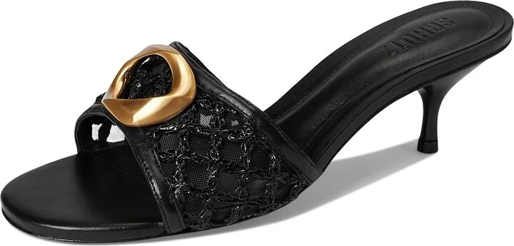 Schutz Olga Kitten Embroidery Women's Wedge Shoes Black 5 : 9.5 M, Leather - Image 5