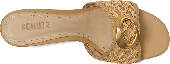 Schutz Olga Kitten Embroidery Women's Wedge Shoes Caramelo/Egg Shell/Light Wood : 8.5 M, Leather - Image 2