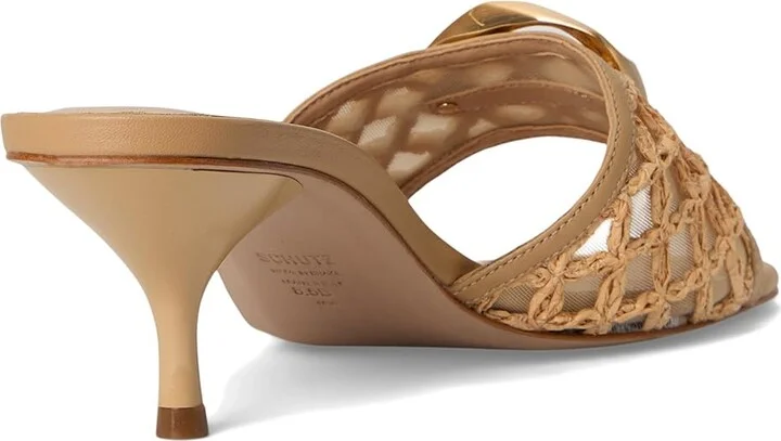 Schutz Olga Kitten Embroidery Women's Wedge Shoes Caramelo/Egg Shell/Light Wood : 8.5 M, Leather - Image 4