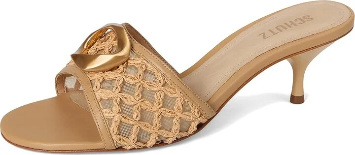 Schutz Olga Kitten Embroidery Women's Wedge Shoes Caramelo/Egg Shell/Light Wood : 8.5 M, Leather - Image 5