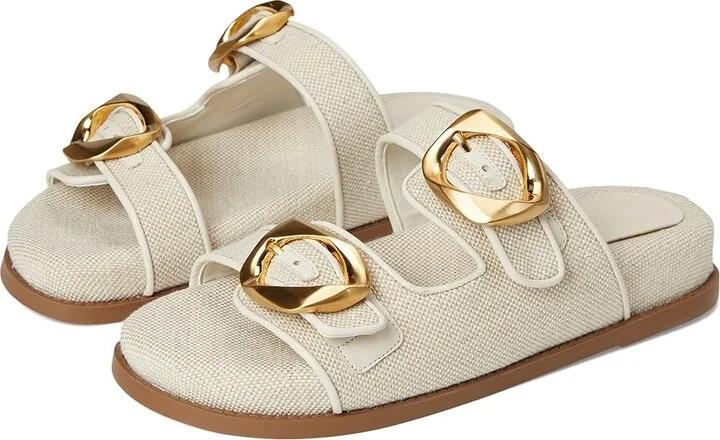 Schutz Olga Sporty Women's Sandals Oyster : 8.5 M, Leather/Rubber