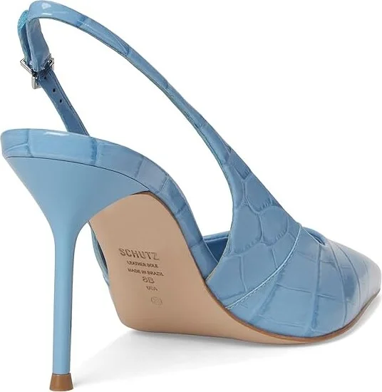 Schutz Paola High Women's Heels Riviera Blue : 5 M, Leather - Image 4
