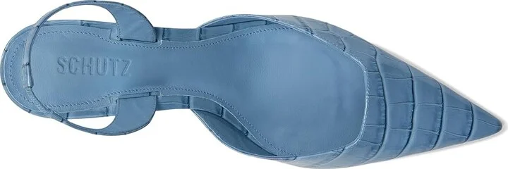 Schutz Paola Mid High Women's Heels Riviera Blue : 6 M, Leather - Image 2