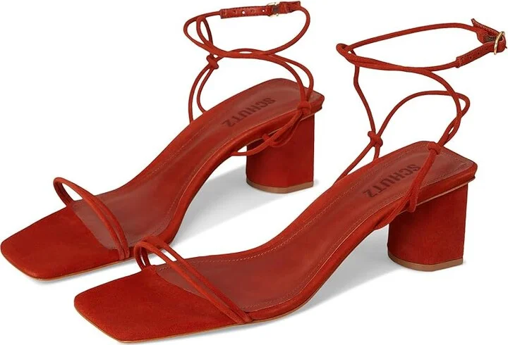 Schutz Pompeii Mid Women's Sandals Sunset Ochre : 5 M, Leather