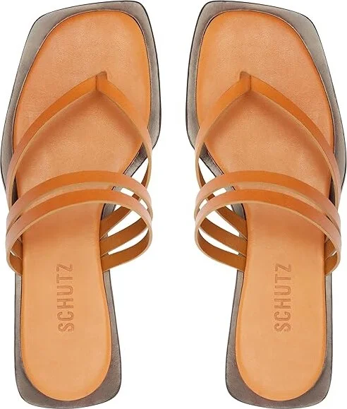 Schutz Rania Flat Women's Sandals Cuoio Brown : 6 M, Leather - Image 2