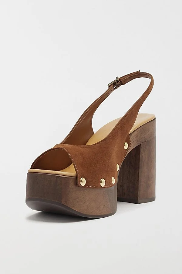Schutz Rose Sling Clog Sandal in Caramel Coffee - Image 3